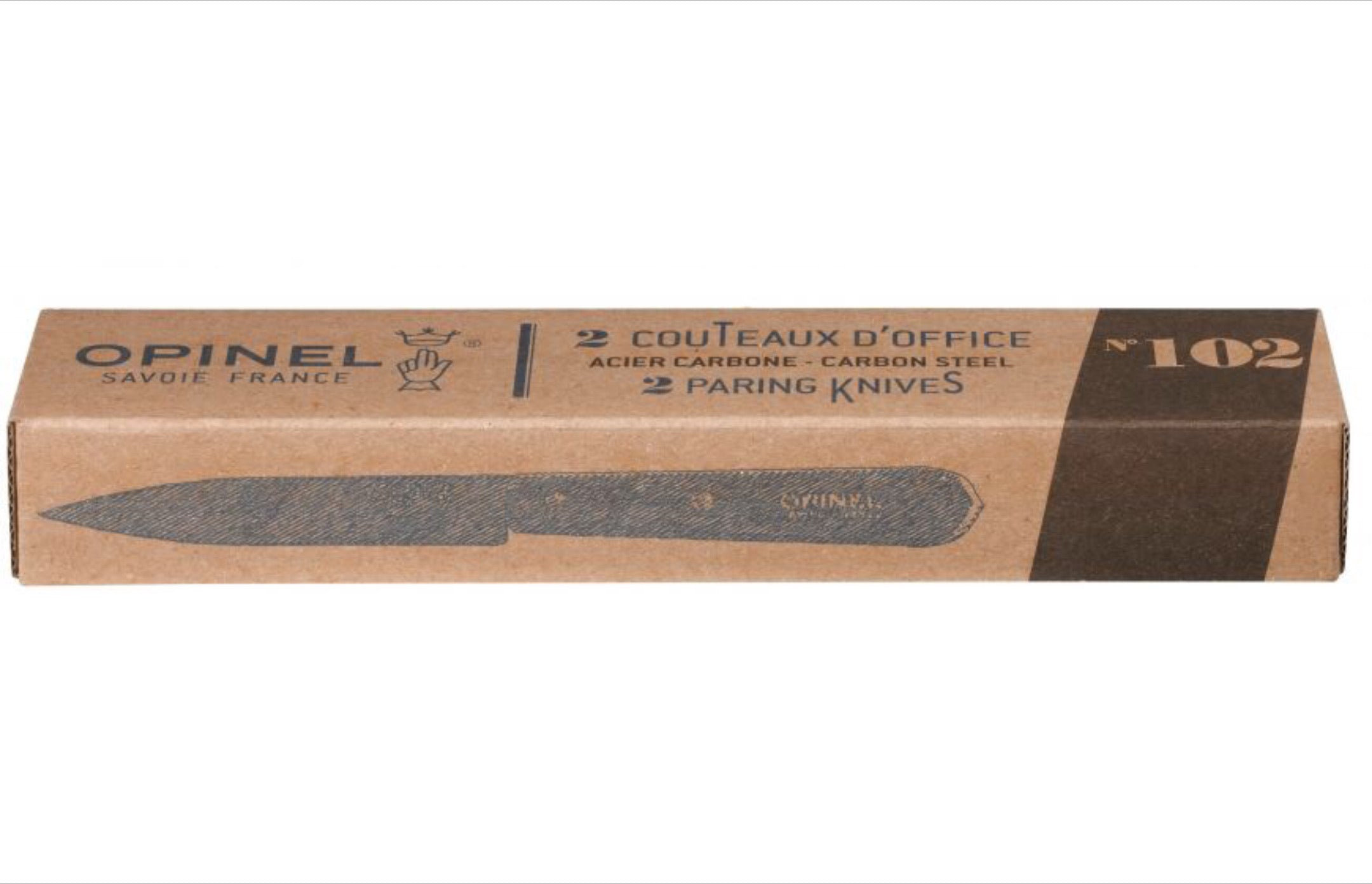 Boite de 2 couteaux d'office N°102 carbone - Opinel